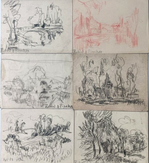 Robert-Antoine PINCHON (1886-1943)  Ensemble de 6 dessins au crayon sur papier