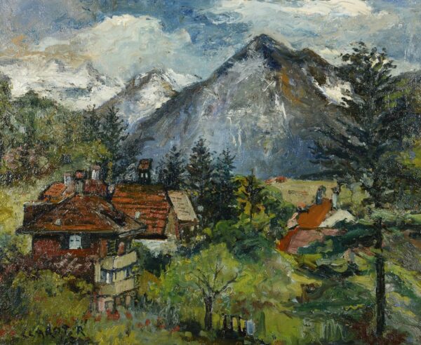 René CLAROT (Anderlecht 1882-Ixelles 1972), école belge   Paysage de montagne à Niesen-Thunersee,1942