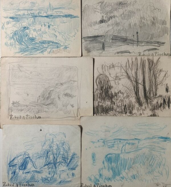 Robert-Antoine PINCHON (1886-1943)  Ensemble de 6 dessins au crayon sur papier