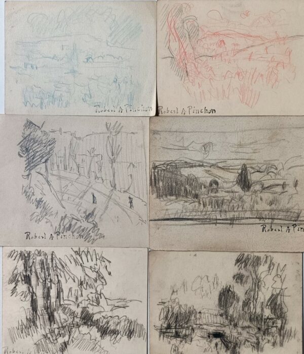 Robert-Antoine PINCHON (1886-1943)  Ensemble de 6 dessins au crayon sur papier