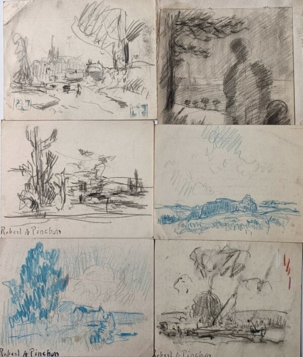 Robert-Antoine PINCHON (1886-1943)  Ensemble de 6 dessins au crayon sur papier