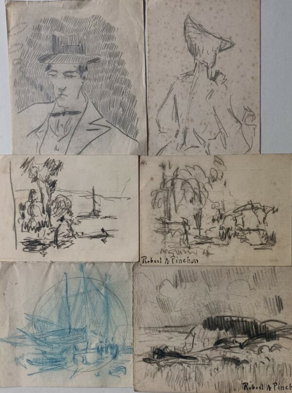 Robert-Antoine PINCHON (1886-1943)  Ensemble de 6 dessins au crayon sur papier