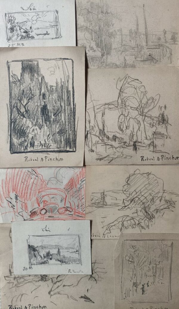 Robert-Antoine PINCHON (1886-1943)  Ensemble de 9 dessins au crayon sur papier